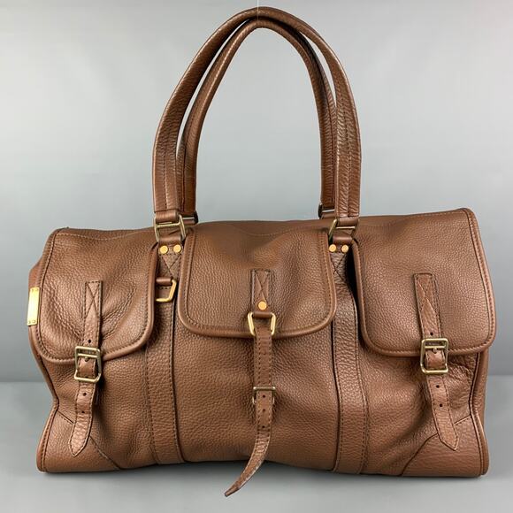 BURBERRY by Christopher Bailey Brown Textured Pebble Grain Leather Messenger Bag - Picture 1 of 9